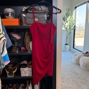 Blue Blush Asymmetrical Red Dress